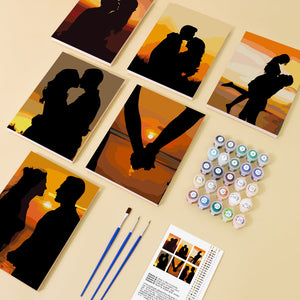 Mini Set Dipingere con i numeri 15x20cm (6 pezzi) - Romantico Tramonto
