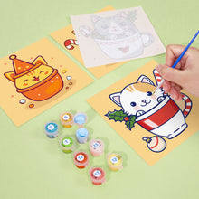 Carica l&#39;immagine nel visualizzatore di Gallery, Mini Set Dipingere con i numeri 20x20cm (6 pezzi) - Gatti di Natale in Tazze