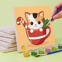 Carica l&#39;immagine nel visualizzatore di Gallery, Mini Set Dipingere con i numeri 20x20cm (6 pezzi) - Gatti di Natale in Tazze
