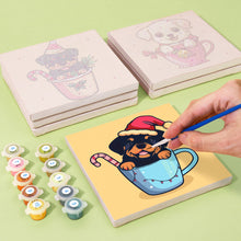 Carica l&#39;immagine nel visualizzatore di Gallery, Mini Set Dipingere con i Numeri 20x20cm (6 pezzi) - Cani di Natale nelle Tazze