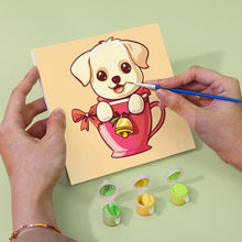 Carica l&#39;immagine nel visualizzatore di Gallery, Mini Set Dipingere con i Numeri 20x20cm (6 pezzi) - Cani di Natale nelle Tazze