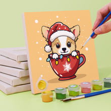 Carica l&#39;immagine nel visualizzatore di Gallery, Mini Set Dipingere con i Numeri 20x20cm (6 pezzi) - Cani di Natale nelle Tazze