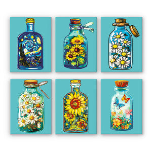 Mini Dipingere con i numeri 15x20cm (6 pezzi) - Serie Bottiglie di Vetro Magiche