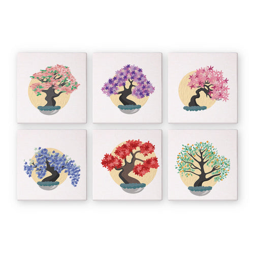 Mini Dipingere con i numeri 15x15cm (6 pezzi) - Bonsai Stagionale
