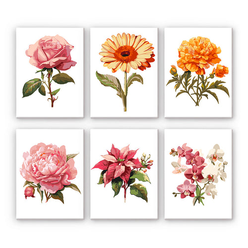 Mini Dipingere con i numeri 15x20cm (6 pezzi) - Giardino Botanico Primaverile