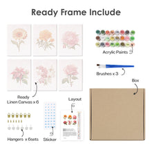 Carica l&#39;immagine nel visualizzatore di Gallery, Mini Set Dipingere con i numeri 15x20cm (6 pezzi) - Stampe Botaniche