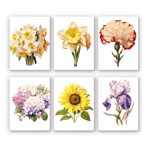 Mini Dipingere con i numeri 15x20cm (6 pezzi) - Viaggio Floreale