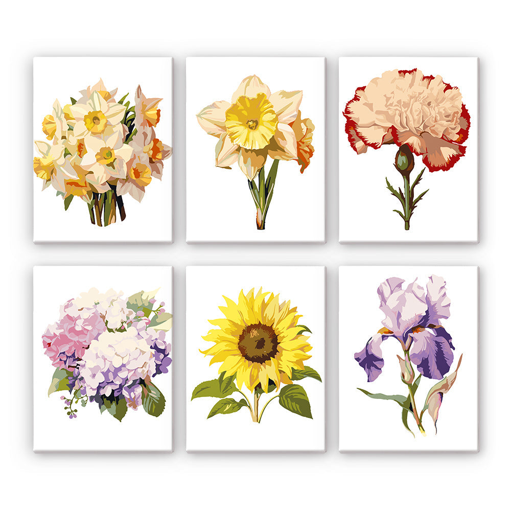 Mini Dipingere con i numeri 15x20cm (6 pezzi) - Viaggio Floreale