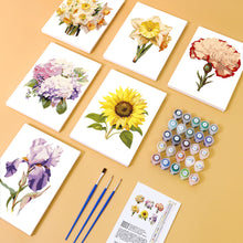 Carica l&#39;immagine nel visualizzatore di Gallery, Mini Set Dipingere con i numeri 15x20cm (6 pezzi) - Floreale