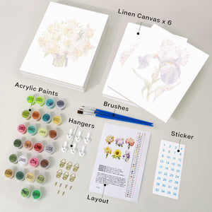 Mini Set Dipingere con i numeri 15x20cm (6 pezzi) - Floreale