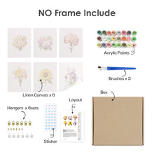 Carica l&#39;immagine nel visualizzatore di Gallery, Mini Set Dipingere con i numeri 15x20cm (6 pezzi) - Floreale