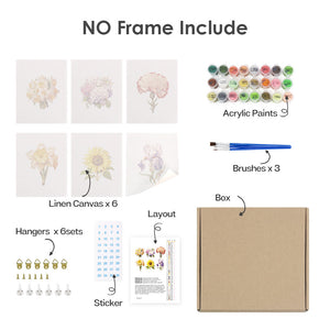 Mini Set Dipingere con i numeri 15x20cm (6 pezzi) - Floreale