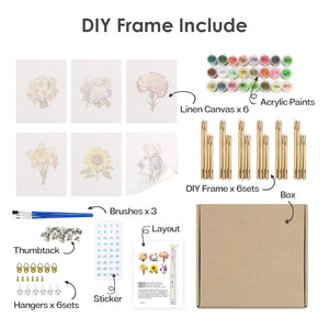 Mini Set Dipingere con i numeri 15x20cm (6 pezzi) - Floreale
