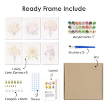 Carica l&#39;immagine nel visualizzatore di Gallery, Mini Set Dipingere con i numeri 15x20cm (6 pezzi) - Floreale