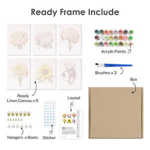 Mini Set Dipingere con i numeri 15x20cm (6 pezzi) - Floreale
