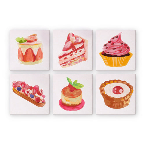 Mini Dipingere con i numeri 15x15cm (6 pezzi) - Serie Dolci Dessert 1