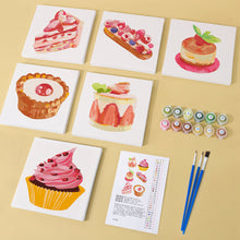 Carica l&#39;immagine nel visualizzatore di Gallery, Mini Set Dipingere con i numeri 15x15cm (6 pezzi) - Serie Dolci Dessert 1