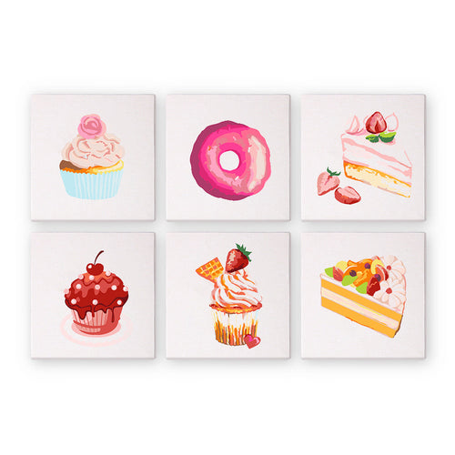 Mini Dipingere con i numeri 15x15cm (6 pezzi) - Serie Dolci Dessert 2