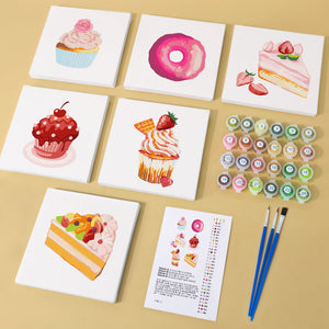 Mini Set Dipingere con i numeri 15x15cm (6 pezzi) - Serie Dolci Dessert 2