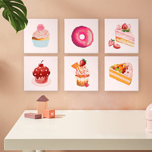 Mini Set Dipingere con i numeri 15x15cm (6 pezzi) - Serie Dolci Dessert 2