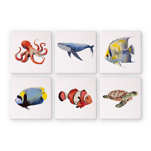 Mini Dipingere con i numeri 15x15cm (6 pezzi) - Serie Creature dell'Oceano