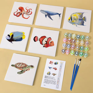 Mini Set Dipingere con i numeri 15x15cm (6 pezzi) - Creature dell'Oceano