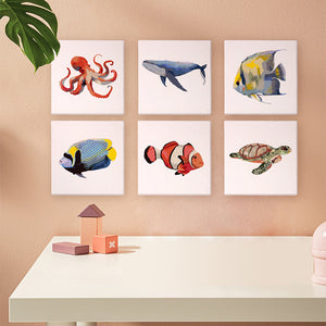 Mini Set Dipingere con i numeri 15x15cm (6 pezzi) - Creature dell'Oceano