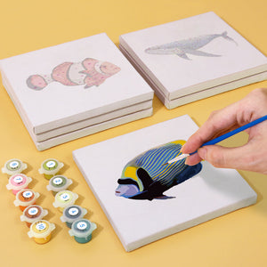 Mini Set Dipingere con i numeri 15x15cm (6 pezzi) - Creature dell'Oceano