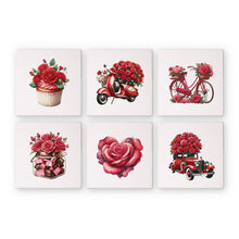 Carica l&#39;immagine nel visualizzatore di Gallery, Mini Dipingere con i numeri 15x15cm (6 pezzi) - Serie Rosa Rossa San Valentino 1