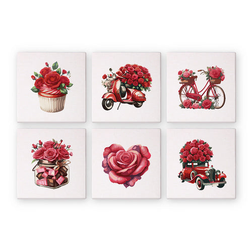 Mini Dipingere con i numeri 15x15cm (6 pezzi) - Serie Rosa Rossa San Valentino 1
