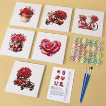 Carica l&#39;immagine nel visualizzatore di Gallery, Mini Set Dipingere con i numeri 15x15cm (6 pezzi) - Rosa Rossa San Valentino 1