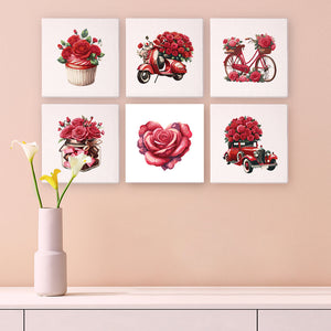 Mini Set Dipingere con i numeri 15x15cm (6 pezzi) - Rosa Rossa San Valentino 1