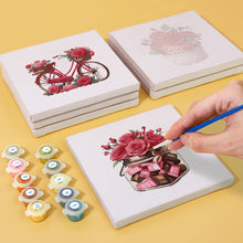 Carica l&#39;immagine nel visualizzatore di Gallery, Mini Set Dipingere con i numeri 15x15cm (6 pezzi) - Rosa Rossa San Valentino 1