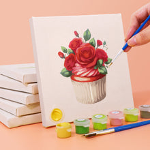 Carica l&#39;immagine nel visualizzatore di Gallery, Mini Set Dipingere con i numeri 15x15cm (6 pezzi) - Rosa Rossa San Valentino 1