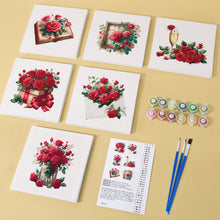 Carica l&#39;immagine nel visualizzatore di Gallery, Mini Set Dipingere con i numeri 15x15cm (6 pezzi) - Rosa Rossa San Valentino 2
