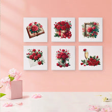 Carica l&#39;immagine nel visualizzatore di Gallery, Mini Set Dipingere con i numeri 15x15cm (6 pezzi) - Rosa Rossa San Valentino 2