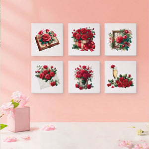 Mini Set Dipingere con i numeri 15x15cm (6 pezzi) - Rosa Rossa San Valentino 2