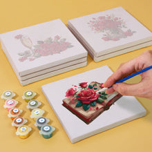 Carica l&#39;immagine nel visualizzatore di Gallery, Mini Set Dipingere con i numeri 15x15cm (6 pezzi) - Rosa Rossa San Valentino 2