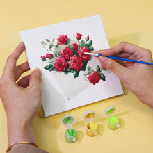 Carica l&#39;immagine nel visualizzatore di Gallery, Mini Set Dipingere con i numeri 15x15cm (6 pezzi) - Rosa Rossa San Valentino 2