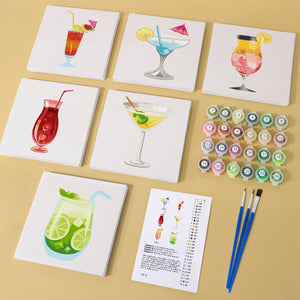 Mini Set Dipingere con i numeri 15x15cm (6 pezzi) - Cocktail