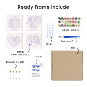 Mini Set Dipingere con i numeri 15x15cm (4 pezzi) - Coppa di Calcio