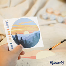 Carica l&#39;immagine nel visualizzatore di Gallery, Dipingere con i Numeri su Disco di Legno - Famiglia di Pinguini nella Neve