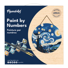 Carica l&#39;immagine nel visualizzatore di Gallery, Dipingere con i Numeri su Disco di Legno - Notte stellata