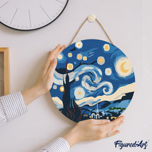Carica l&#39;immagine nel visualizzatore di Gallery, Dipingere con i Numeri su Disco di Legno - Notte stellata