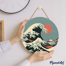 Carica l&#39;immagine nel visualizzatore di Gallery, Dipingere con i Numeri su Disco di Legno - La Grande Onda