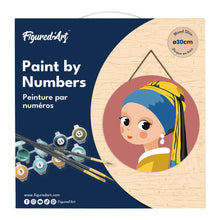 Carica l&#39;immagine nel visualizzatore di Gallery, Dipingere con i Numeri su Disco di Legno - Ragazza con l&#39;orecchino di perla