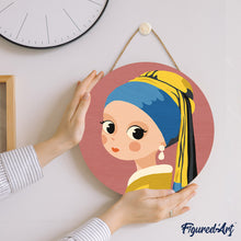 Carica l&#39;immagine nel visualizzatore di Gallery, Dipingere con i Numeri su Disco di Legno - Ragazza con l&#39;orecchino di perla