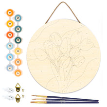 Carica l&#39;immagine nel visualizzatore di Gallery, Dipingere con i Numeri su Disco di Legno - Bouquet di tulipani