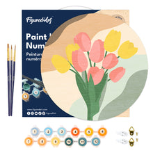 Carica l&#39;immagine nel visualizzatore di Gallery, Dipingere con i Numeri su Disco di Legno - Bouquet di tulipani