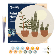 Carica l&#39;immagine nel visualizzatore di Gallery, Dipingere con i Numeri su Disco di Legno - Succulente
